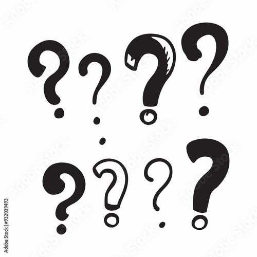 Hand drawn question marks Doodle ask point Punctuation marks Black vector illustration (3)