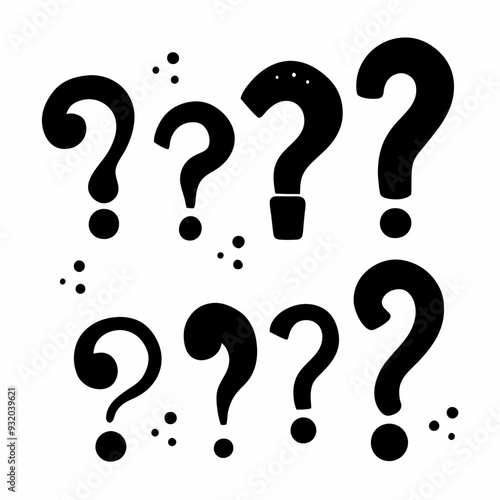 Hand drawn question marks Doodle ask point Punctuation marks Black vector illustration (15)