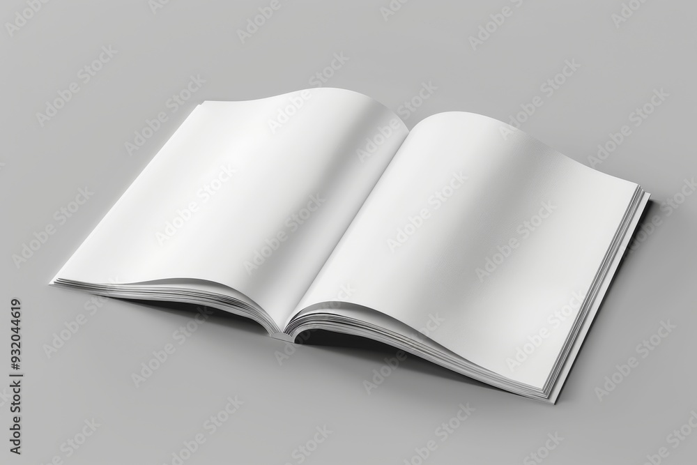 Open Blank Magazine Mockup for Design Presentation on a Gray Background Open Blank Magazine Mockup for Design Presentation on a Gray Background