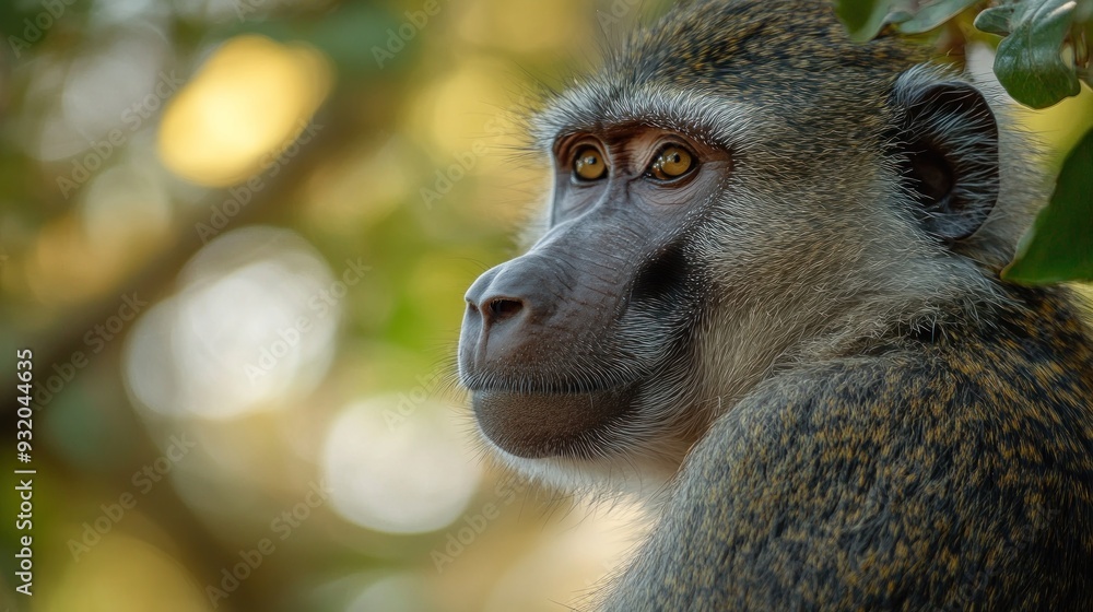 Fototapeta premium Close-up Portrait of a Baboon in the Wild