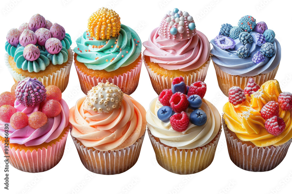 Artistic Sugar-Topped Cupcakes Isolated On Transparent Background Artistic Sugar-Topped Cupcakes Isolated On Transparent Background