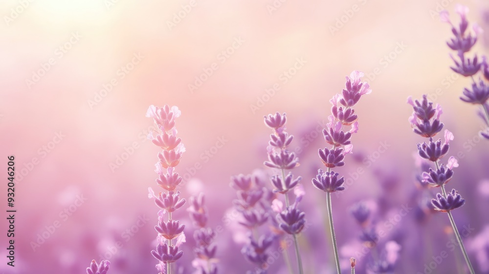 Naklejka premium Soft Focus Lavender Blooms in a Field of Purple