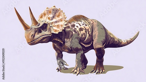 Majestic Pachyrhinosaurus in Vector Art Style on Light Purple Background photo