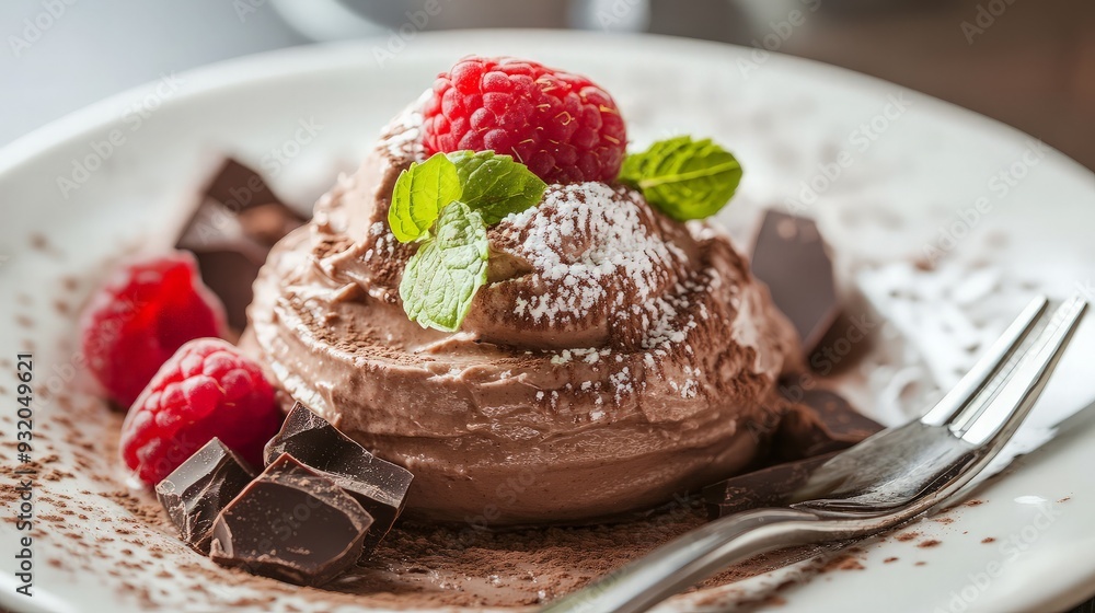 Chocolate Mousse Dessert with Raspberry and Mint Chocolate Mousse Dessert with Raspberry and Mint