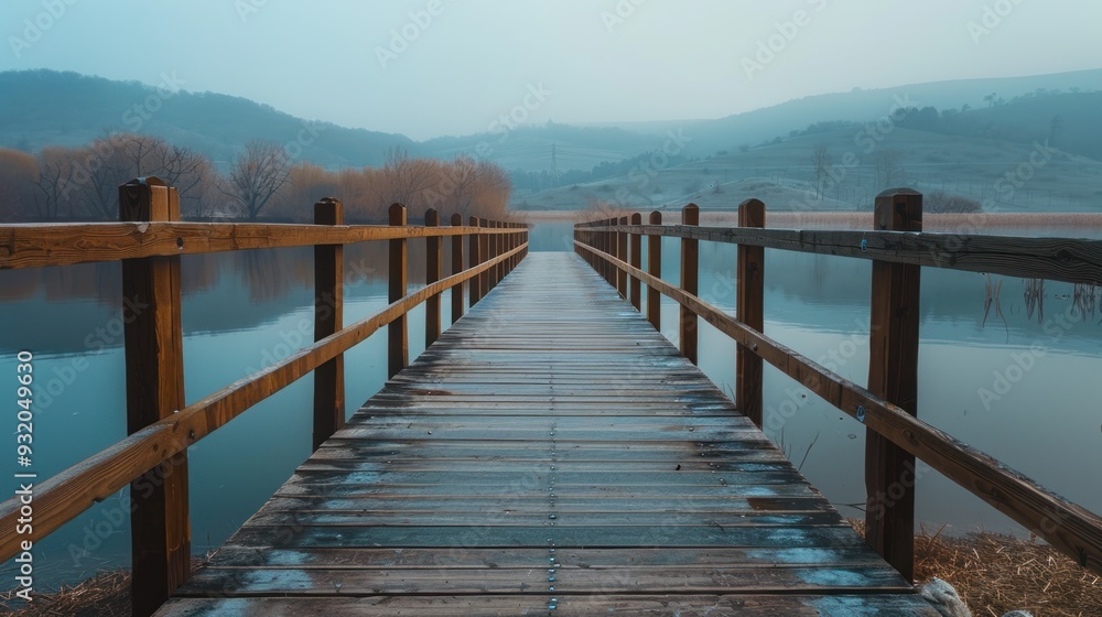 Fototapeta premium Wooden Bridge Over Still Water