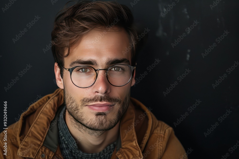 Obraz premium Portrait of a Young Man with Glasses