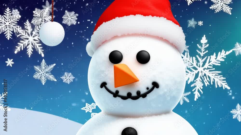 Snowman in Winter Gear with Santa Hat Snowman in Winter Gear with Santa Hat