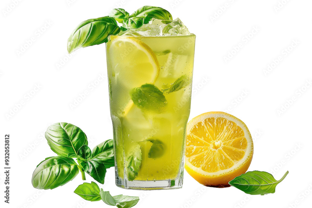 Delicious Basil Lemonade Isolated On Transparent Background Delicious Basil Lemonade Isolated On Transparent Background