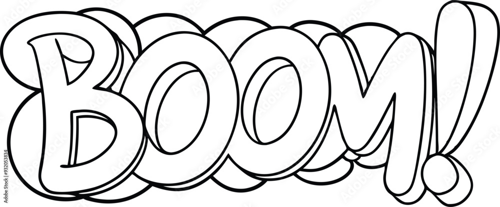 bold and stylized typography design word BOOM black and white bold and stylized typography design word BOOM black and white