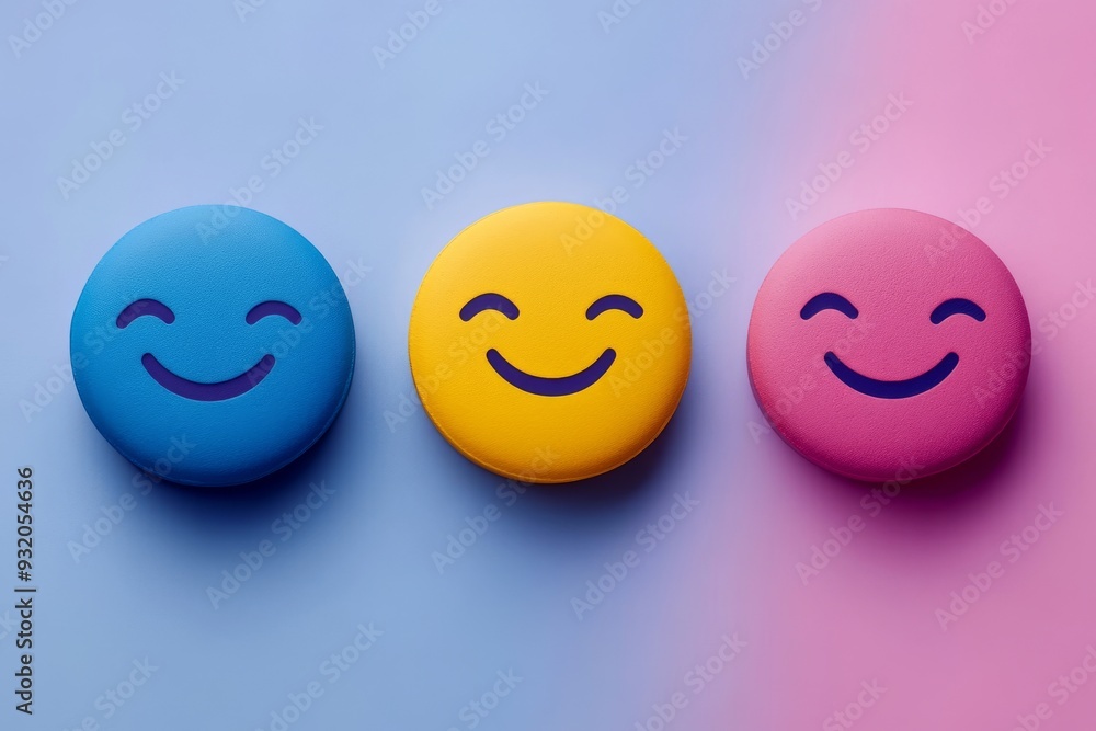 Minimalist design of smiling face pills on a gradient background symbolizing simplicity and positivity in healthcare Minimalist design of smiling face pills on a gradient background symbolizing simplicity and positivity in healthcare