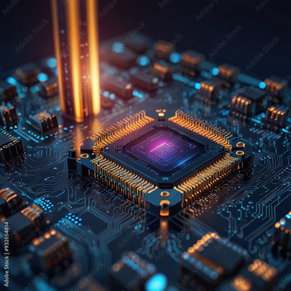 Abstract technology circuit design CPU motherboard of a computer board ...