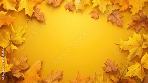 Autumn style template with yellow leaves with copy space