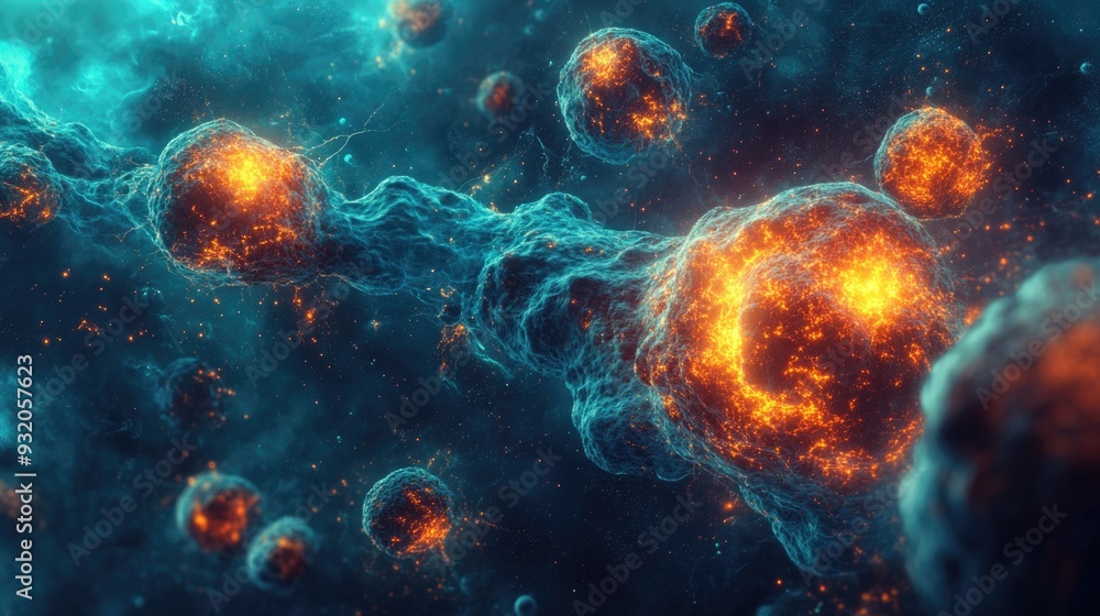 Nanotechnology and Microscopic Worlds with Nanobots and Cellular Structures in Atomic Teal, Radiant Yellow, and Deep Space Black Nanotechnology and Microscopic Worlds with Nanobots and Cellular Structures in Atomic Teal, Radiant Yellow, and Deep Space Black