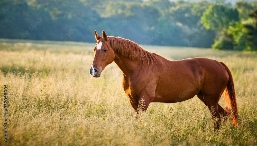 Graceful Horse Galloping Through Sunlit Forest Path Graceful Horse Galloping Through Sunlit Forest Path