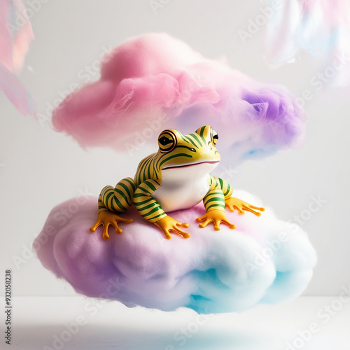 Vibrant HDR photography of an adorable bullfrog doll ai photo