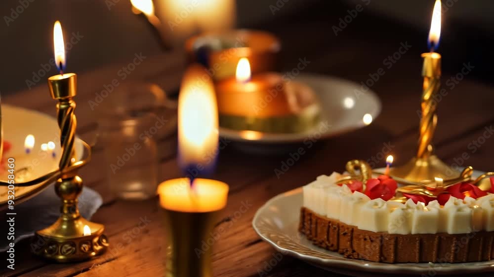 Enchanting Birthday Background with Warm Glow and Wooden Elements Enchanting Birthday Background with Warm Glow and Wooden Elements