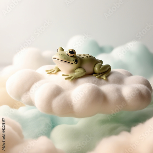 Vibrant HDR photography of an adorable bullfrog doll ai photo