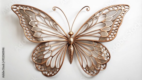 Delicate metal butterfly wall decor with intricate wings and slender body adds a touch of whimsy and elegance to any modern room's interior design.