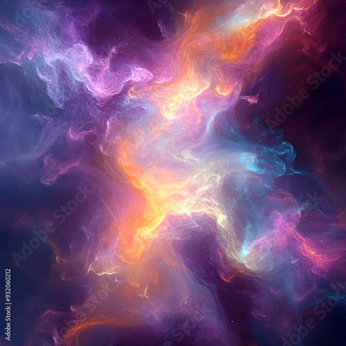 Ethereal Fractal Nebulae Shimmering Iridescent Gradients and Cosmic Tendrils