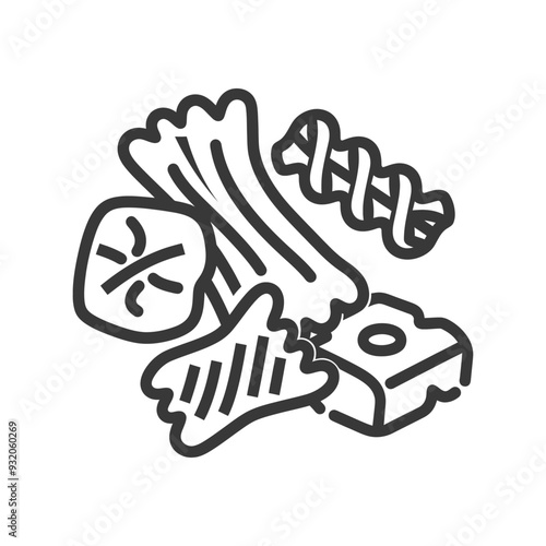 A collection of four different types of pasta