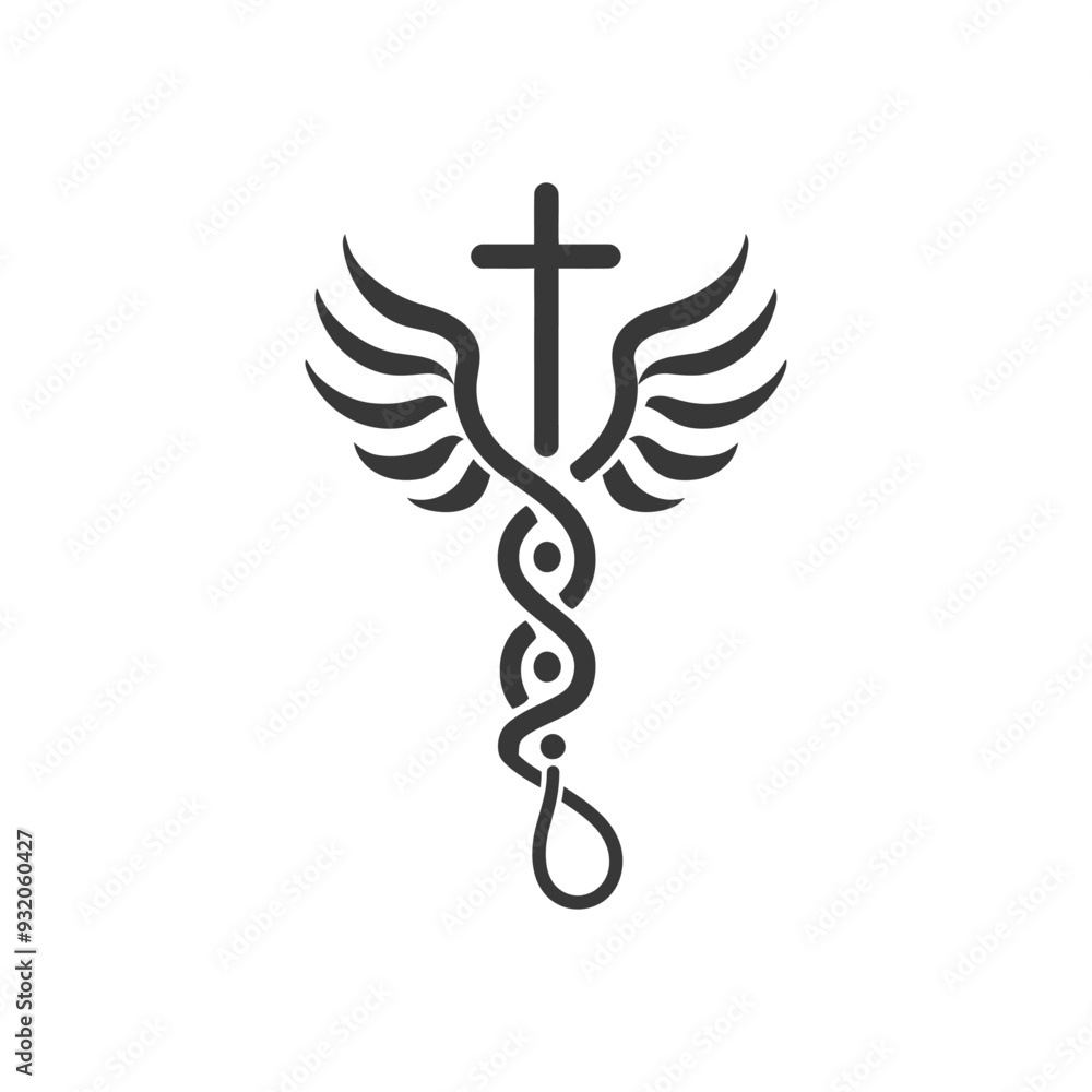 A Cross with Wings and a Caduceus Symbol A Cross with Wings and a Caduceus Symbol