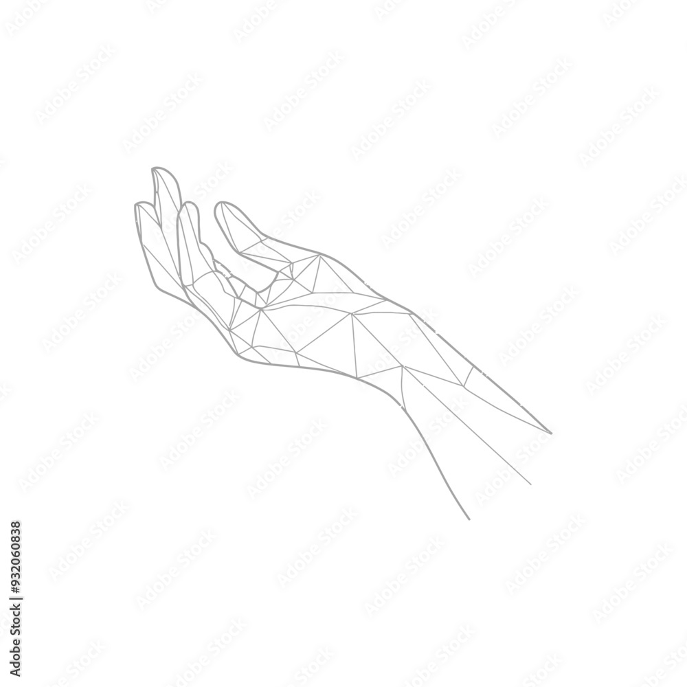 Obraz premium A Geometric Outline of a Hand Reaching Outward
