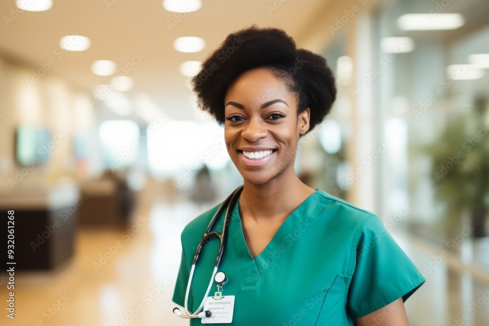 Portrait of a smiling female African American medical nurse Portrait of a smiling female African American medical nurse
