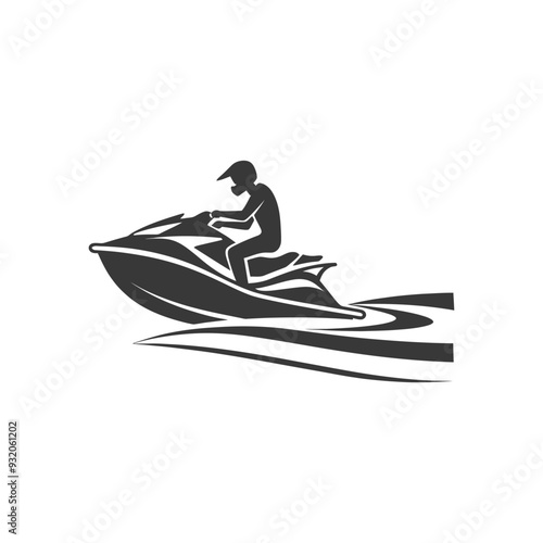 Silhouette of a Person Riding a Jet Ski on Water