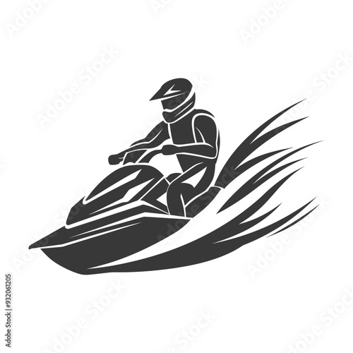Silhouette of a Person Riding a Jet Ski