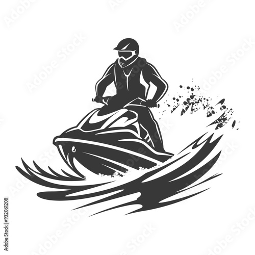 Silhouette of a Person Riding a Jet Ski in Water