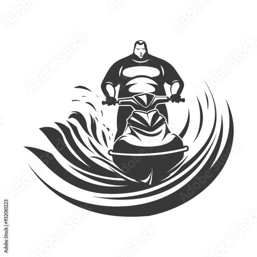 Silhouette of a Person Riding a Jet Ski