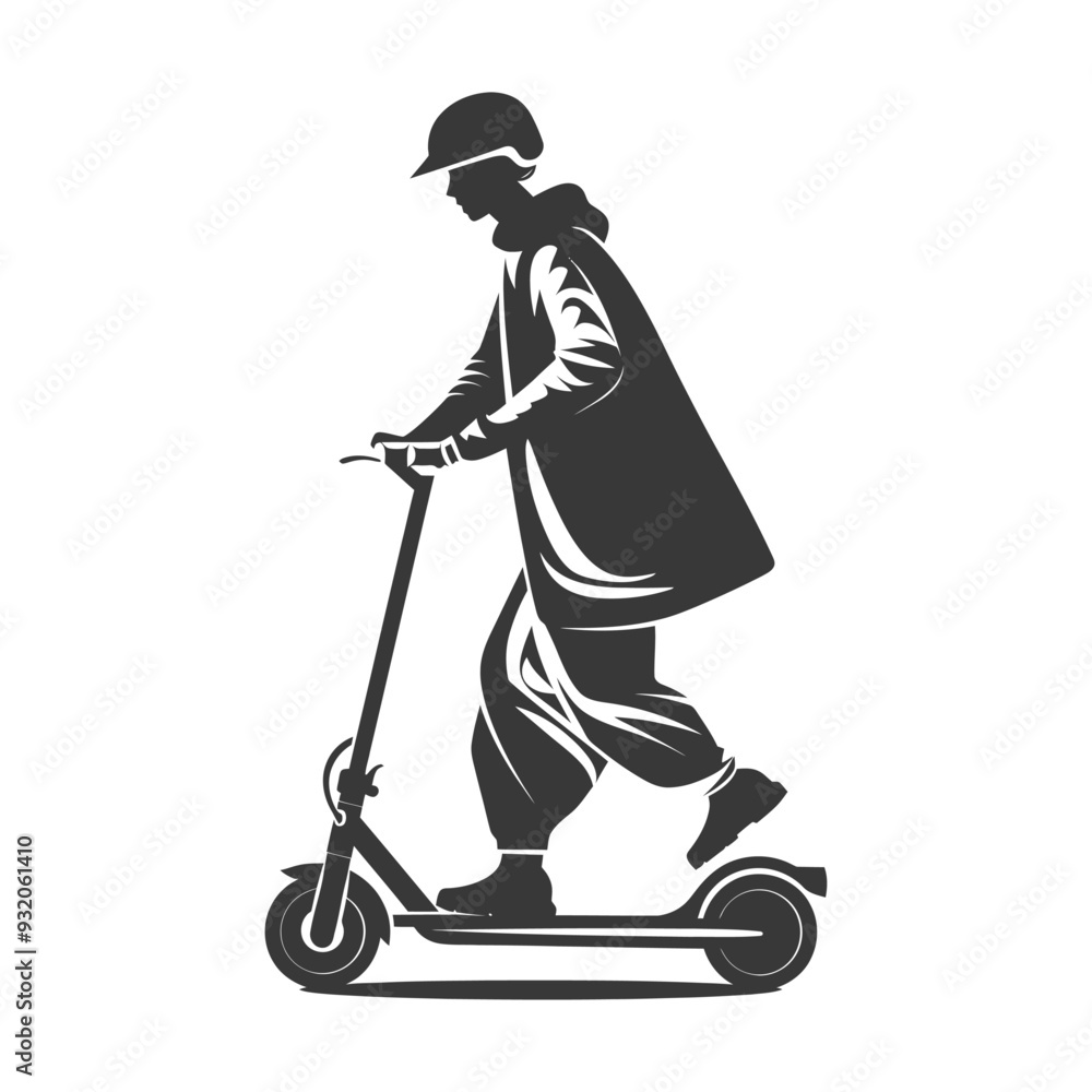 Fototapeta premium Silhouette of a Person Riding an Electric Scooter