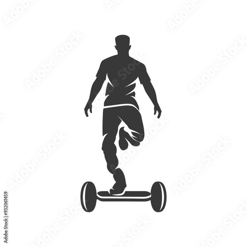 Silhouette of a Person Riding a Self Balancing Electric Scooter