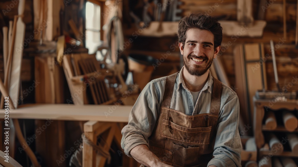 Happy Carpenter in His Workshop Happy Carpenter in His Workshop
