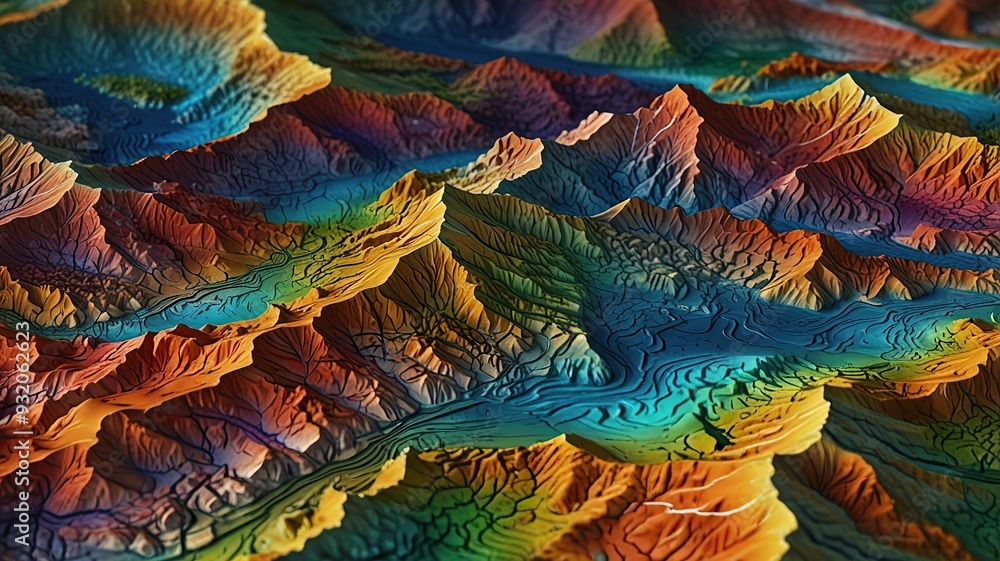 close up of colorful fabric landscape of the mountains close up of colorful fabric landscape of the mountains