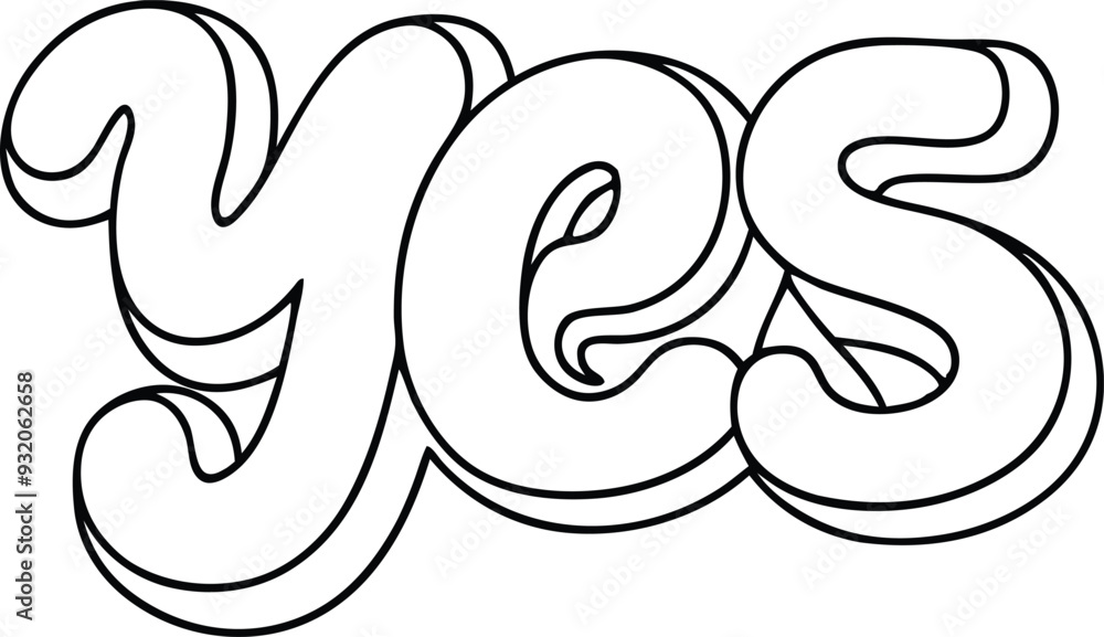 bold and stylized typography design word YES black and white bold and stylized typography design word YES black and white
