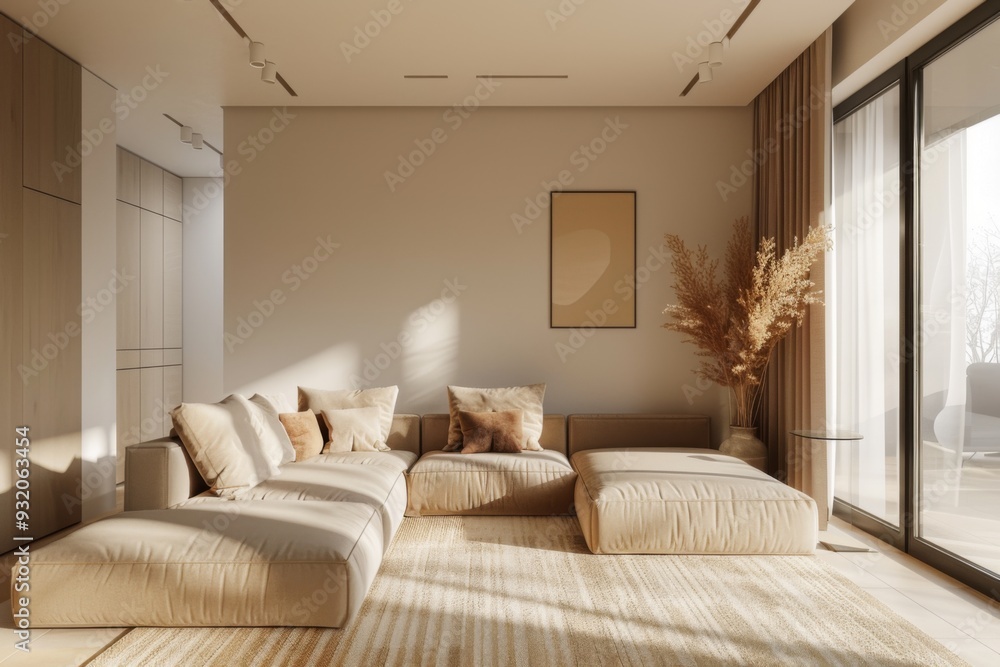 Fototapeta premium Modern creative minimal living room interior