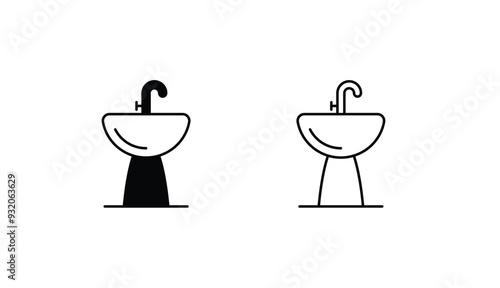 Wash Basin icon design with white background stock illustration