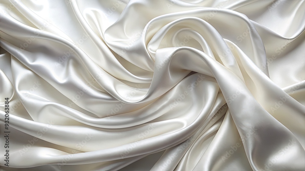 Obraz premium Delicate white silk fabric with soft folds and subtle sheen, illuminated by gentle light, evoking luxury, elegance, and refinement in a serene atmosphere.