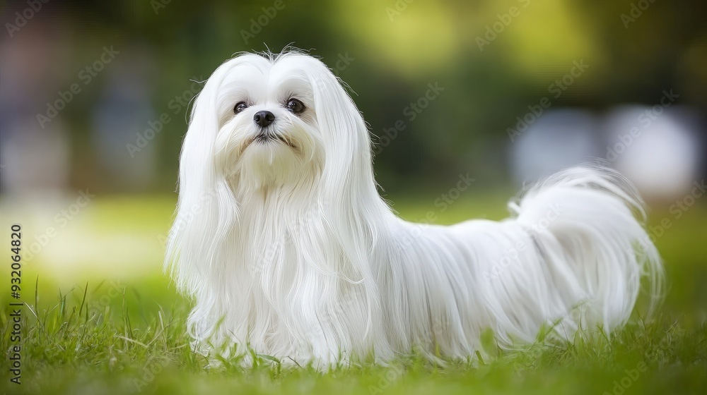 Portrait of a Maltese Dog in a Garden Portrait of a Maltese Dog in a Garden