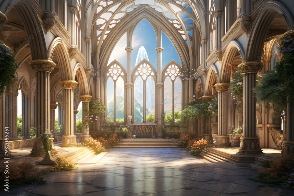 Fototapeta premium Grand hall with arches and pillars best design