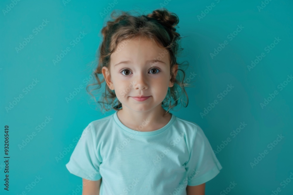 Portrait of a cute female child against green background Portrait of a cute female child against green background