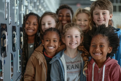 Portrait of a smiling group of elementary school kids