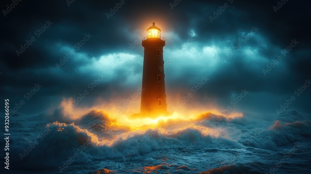 Lighthouse in a Stormy Sea Lighthouse in a Stormy Sea