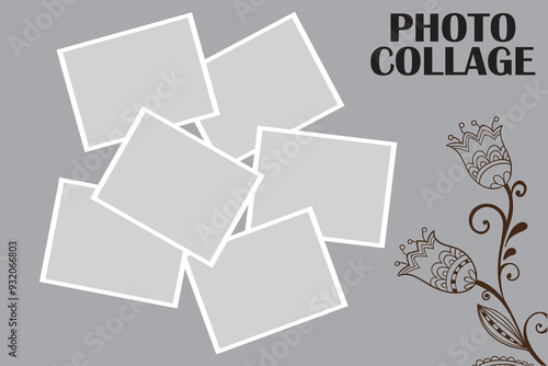 6 photo collage template. vector illustration, new collections