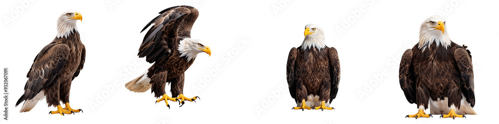 Fototapeta premium Bald Eagle PNG isolated on transparent and white background