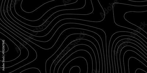 Abstract light pattern Vector illustration. Topographic map background concept. Vibrant neon lights pulsating patterns. Colorful topography contour lines isolated on black background.	