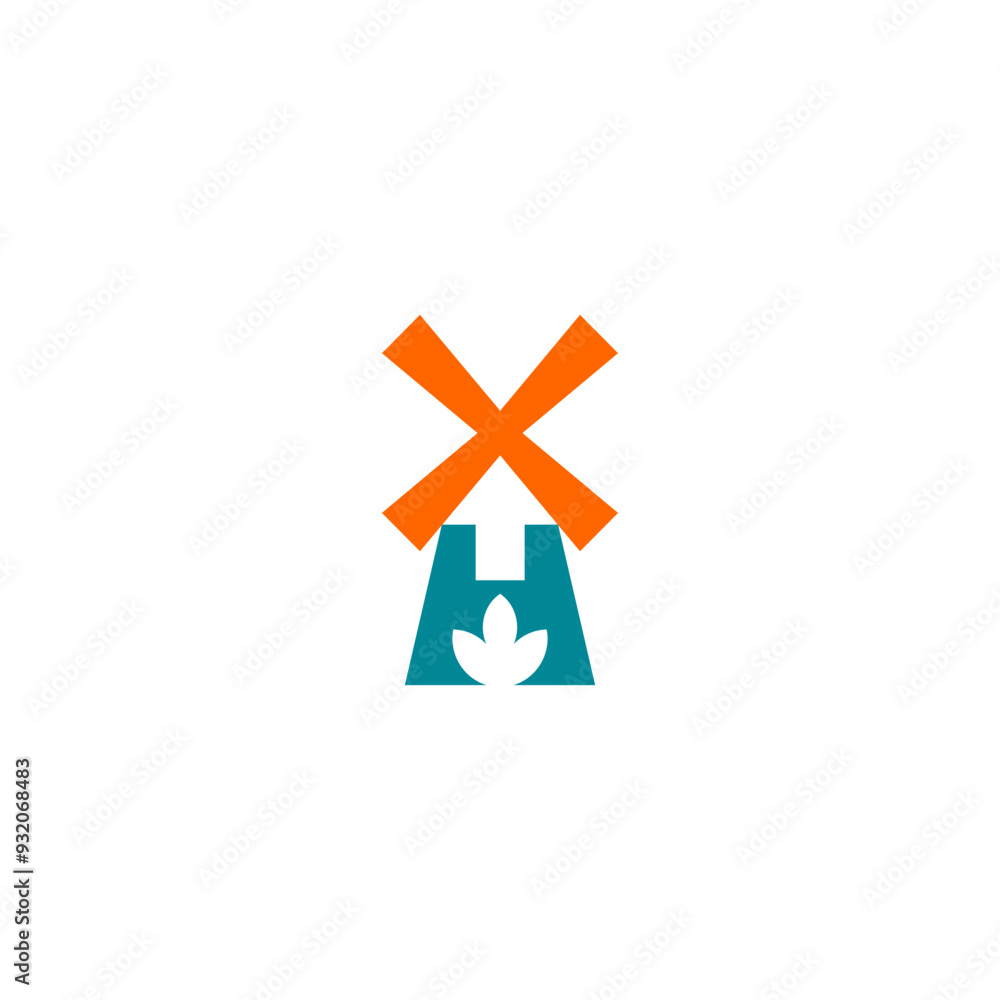 Fototapeta premium holland symbol windmill, tulip, water, holland logo vector icon