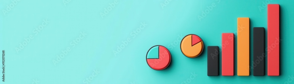 Data analysis tools with bar charts and pie graphs, flat design illustration Data analysis tools with bar charts and pie graphs, flat design illustration