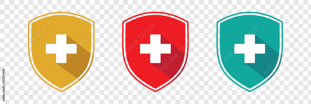 Obraz premium Shield with cross icon set